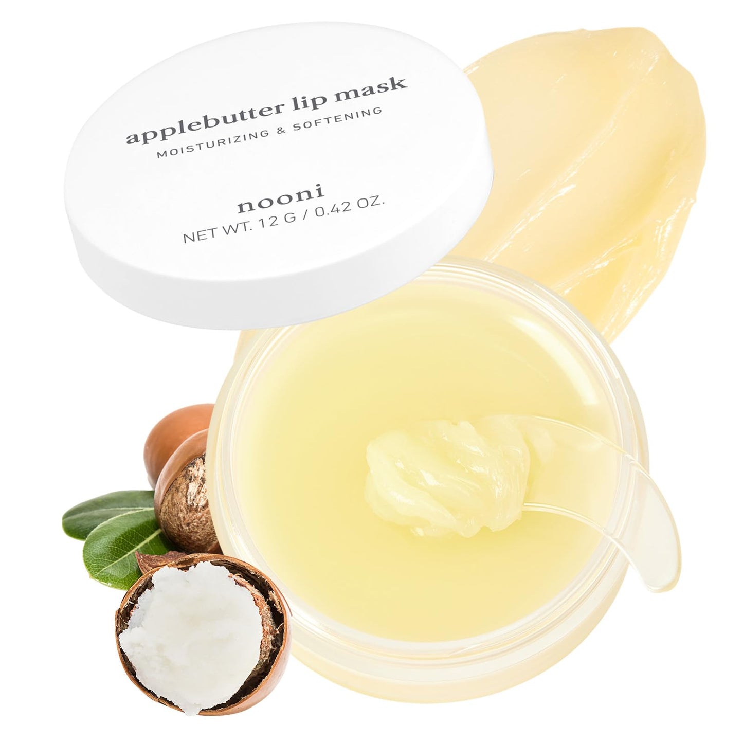 NOONI Vegan Applebutter Lip Mask Overnight – Hydrating Lip Balm & Butter with Shea Butter & Vitamins | Soothing Moisturizer, Softening Treatment for Dry Lips, 0.42 oz