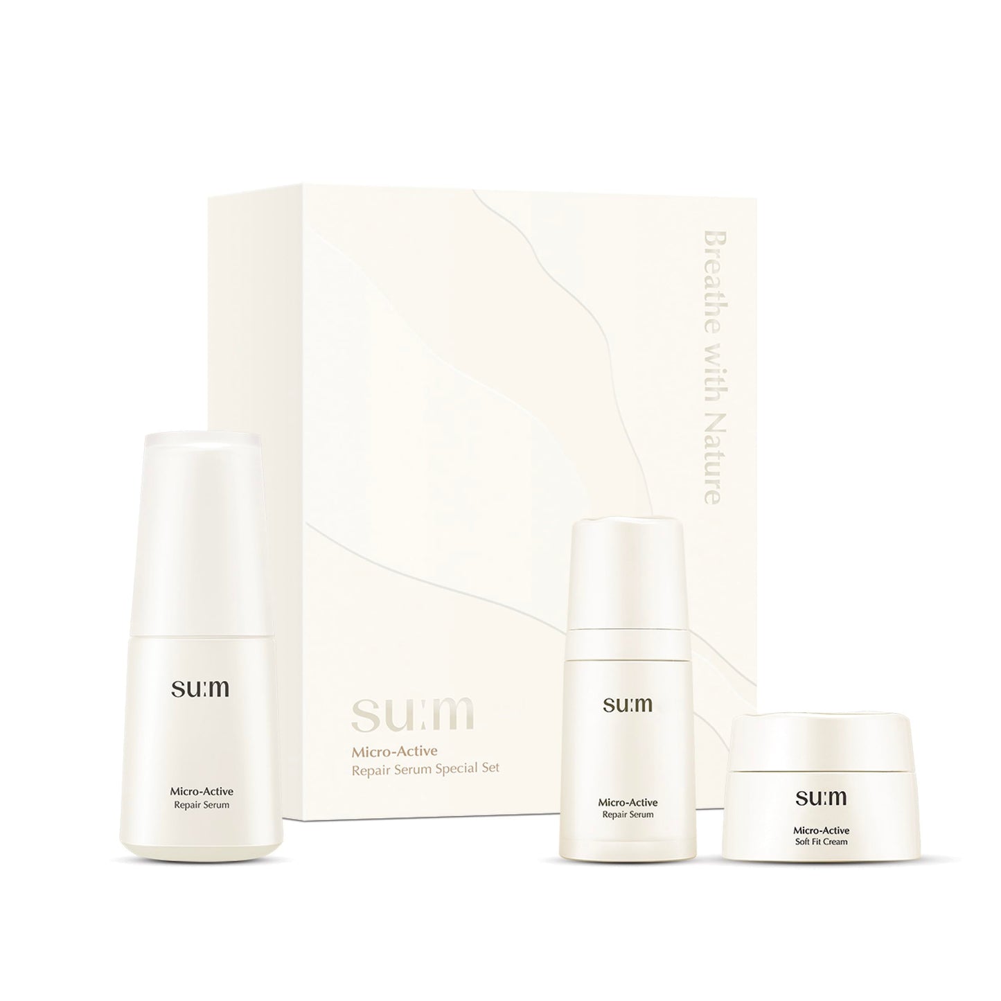 SU:M Micro-Active Repair Serum Set (3-piece set) - Hydrating and Calming Korean Skincare Serum for Sensitive and Acne-Prone Skin, Reduces Pores and Enhances skin tone