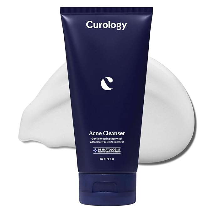 Curology Acne Facial Cleanser Treatment, 2.5% Benzoyl Peroxide Face Wash, For Oily and Acne Prone Skin, Milky Gel Texture, Fragrance Free, 5.07 fl oz