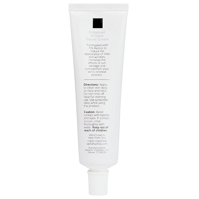 Alpha Skin Care Enhanced Wrinkle Repair Cream, Anti-Aging Formula, 0.15% Retinol, Vitamins A, C & E, Reduces Lines & Wrinkles, All Skin Types, 1.05 Oz, White