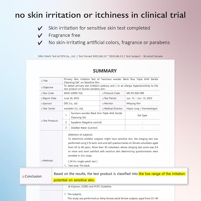 HARUHARU wonder Black Rice Triple AHA Gentle Cleansing Gel 3.38 fl oz, Hydrating Cleansing gel, Gentle exfoliating, Vegan, Travel essentials, Korean Skincare