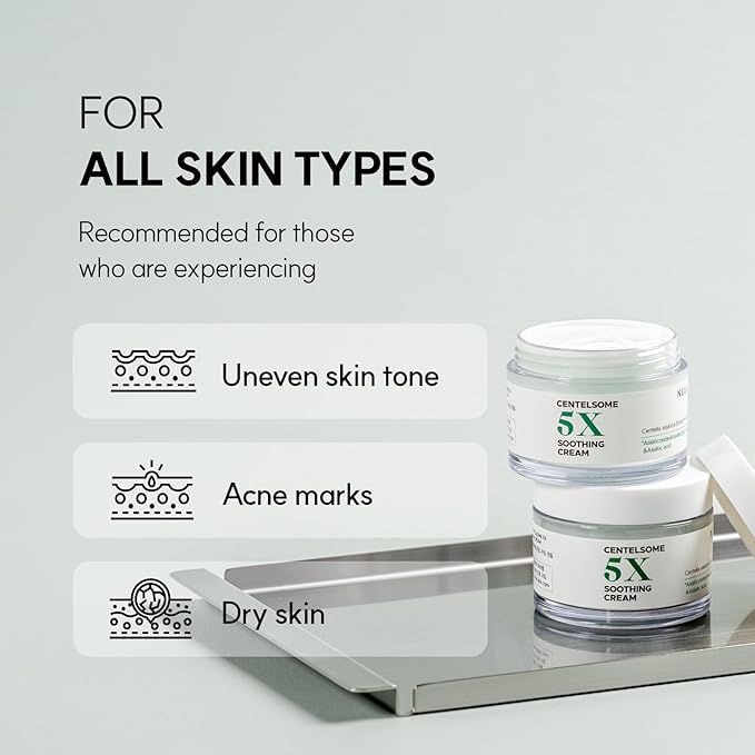 Centelsome 5X Soothing Cream 1.69 fl oz/50ml | Face Moisturizer for Skin Regeneration, Hydration, Blemish Spot Treatment, Korean Skincare, Centella Asiatica, Niacinamide, Exosomes, Panthenol