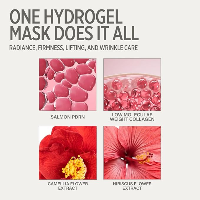 KEYTH LUCY PDRN GLOW COLLAGEN HYDROGEL MASK 4EA X 38G (1.34 OZ.) / Skin Elasticity Enhancement, Vitality Boosting, Nourishment & Soothing, Deep Hydration