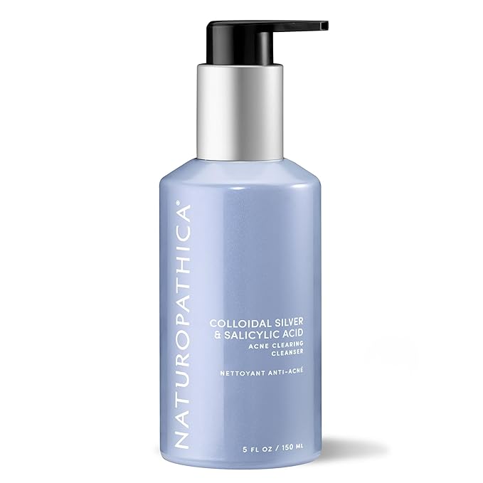 Naturopathica Colloidal Silver and Salicylic Acid Acne Clearing Cleanser, Reduce Blemishes and Acne Scars, Clarifying Face Wash for Men and Women, 5 fl oz