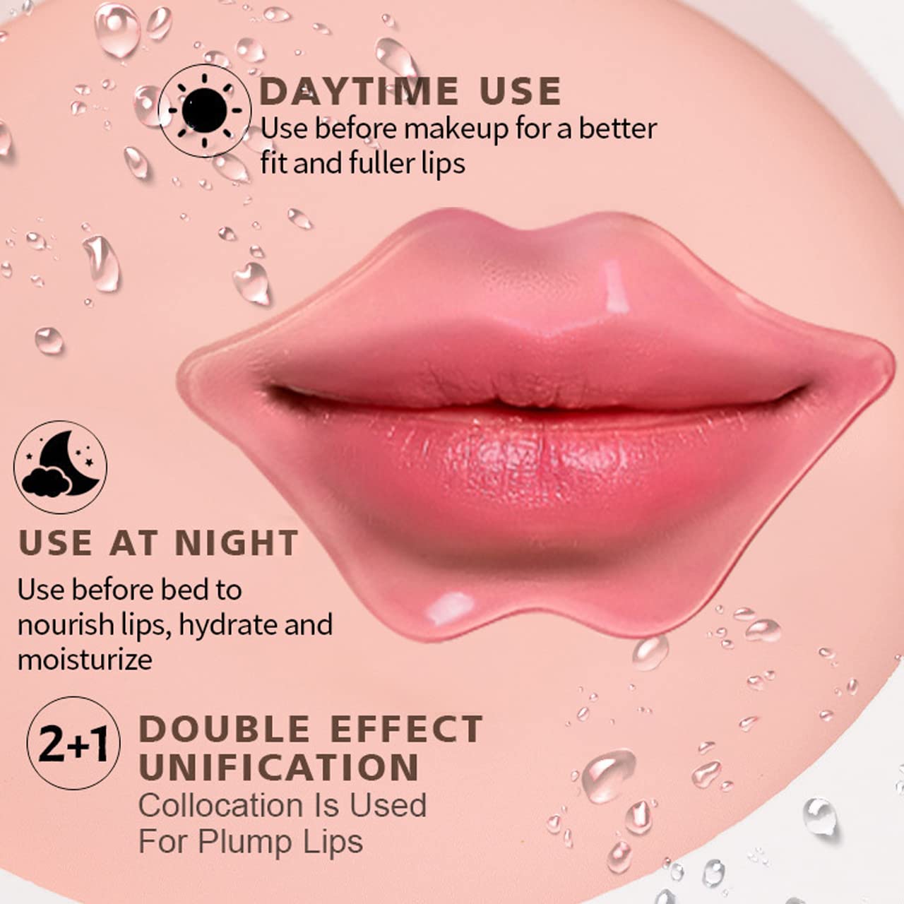 MEICOLY 30 Pads Lip and Eye Mask Sheet,Moisturizing Under Eye Mask Gel Crystal Collagen Anti-Aging Eye Patches Dark Circle Remover with Box,Pink