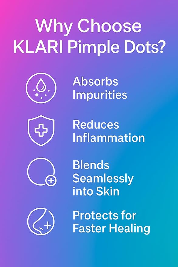 Klari Pimple Dots – 108 Hydrocolloid Acne Patches, Zit Stickers for Breakouts & Blemishes, Invisible Day & Night Spot Treatment for Face (2 Sizes)