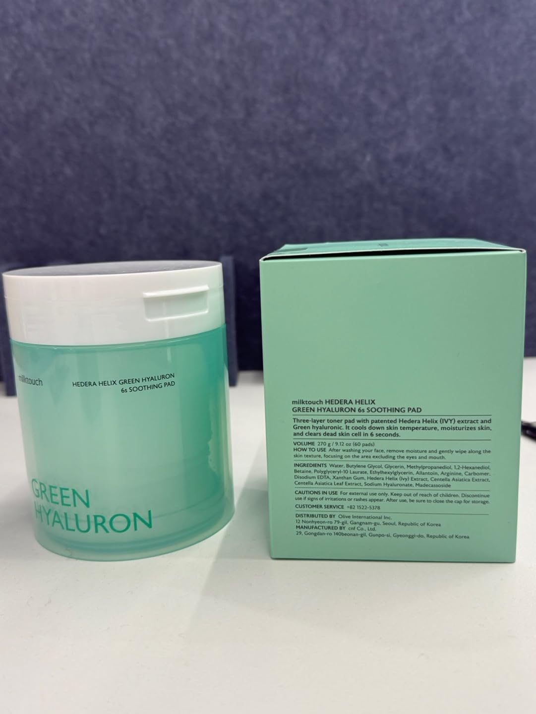 milktouch Green Hyaluron Toner Pads - Hydrating & Soothing Facial Pads w/Hyaluronic Acid & Centella Asiatica for Sensitive Skin, Pore Care, Daily Use, Calming, Moisturizing, Korean Skincare 60pcs