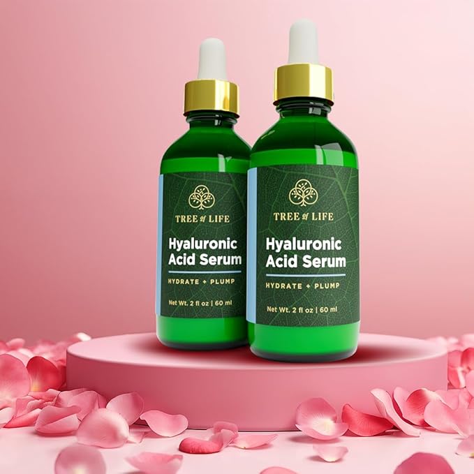 Tree of Life Beauty Hyaluronic Acid Serum, Skin Brightening Face Oil for Dark and Age Spots, Facial Serums for Dry and Sensitive Skin Care with Vitamin E for Soft Smooth Skin, 2 Fl Oz, (Pack of 2)