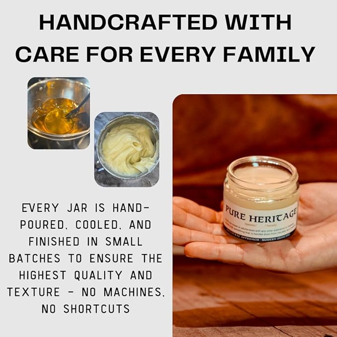 Pure Heritage Handmade Tallow Balm – Unscented Grass-Fed & Finished Moisturizer & Healing Cream | Natural Care for Sensitive Skin, Eczema, Rosacea, Babies, Men & Women (4oz)