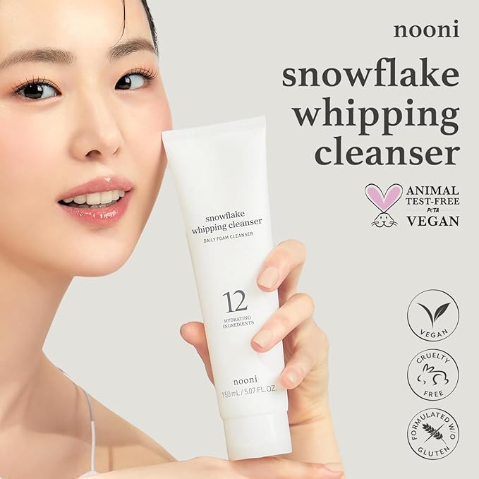 NOONI Face Cleansing - Snowflake Whipping Cleanser | Korean Glass Skin Care, Kbeauty, Facial Wash, Remove Impurities, Purifying, Vegan Whipped Cream, Moisturizing, Sensitive Skin, 5.07 FL Oz x 2ea