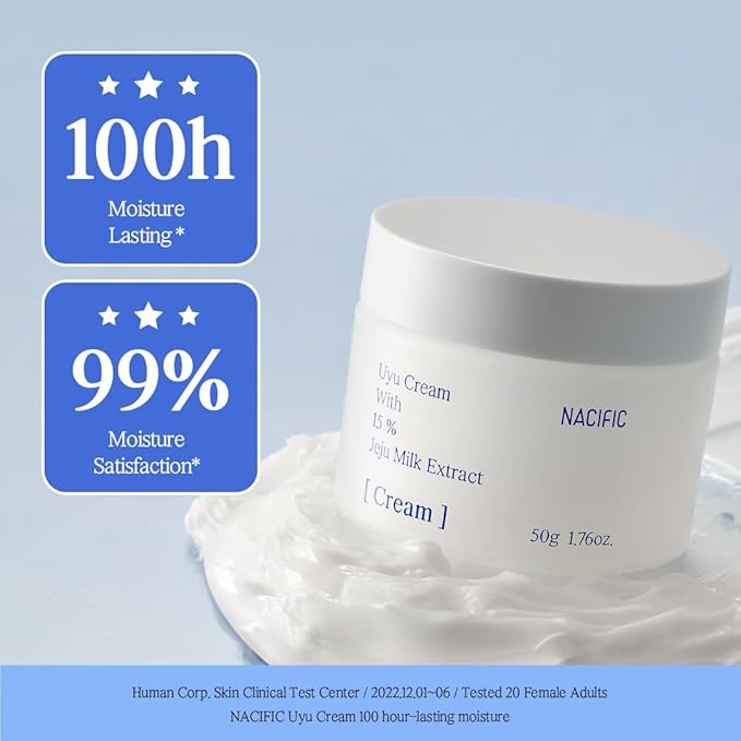 NACIFIC Jeju Uyu Cream Facial Cream 1.69fl. oz. 50G with Jeju Milk Extract Ceramide 5 Complex Moisture Lasting Natural Ingredients Korean Skin Care