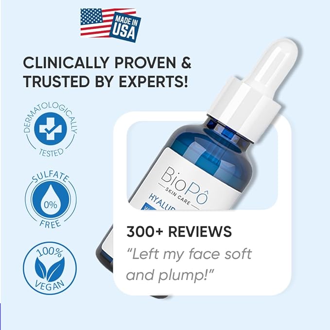 Hyaluronic Acid Serum 30 ml - Hydrating and Anti-Aging, Smooths Fine Lines, Replenishes Skin, Pure Hyaluronic Acid for Face & Skin - Suitable All Skin Types - Made in USA