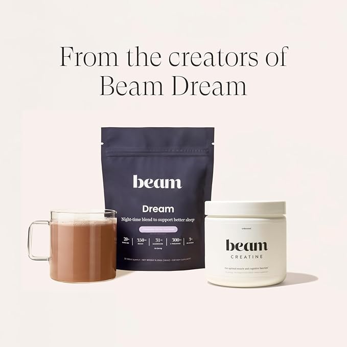 Beam Creatine Monohydrate Powder - Micronized Creatine for Muscle Growth, Strength, Endurance & Recovery - Unflavored, Fast-Dissolving, Workout Supplement for Men & Women, Keto & Vegan - 30 Servings