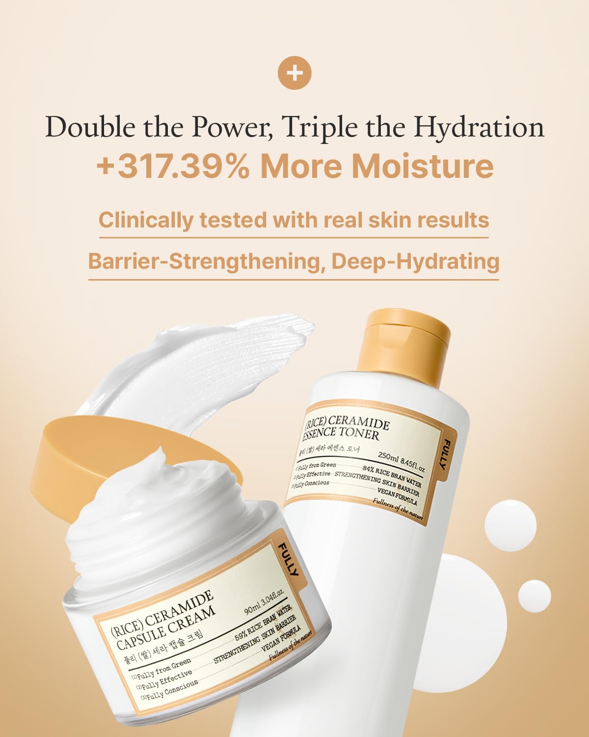 FULLY Rice Ceramide Essence Toner – Milky Korean Toner for Glass Skin, Hydrating Rice Water & Ceramide Formula for Moisture Barrier, Dewy Glow, Fragrance-Free, Vegan & Dermatologist Tested, 8.45 fl.oz