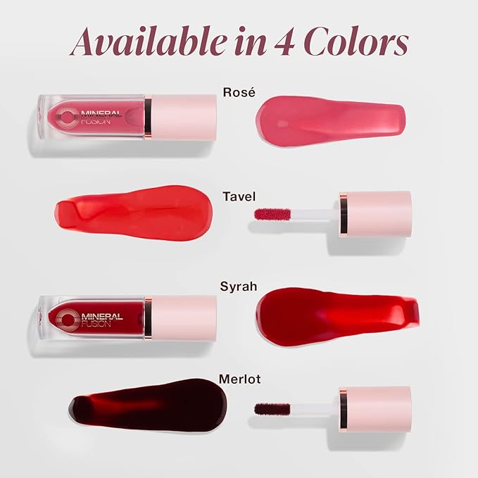 Mineral Fusion 2-in-1 Lip & Cheek Stain Syrah, 0.10 fl oz, Bright Red hydrating, long-lasting, matte lip and cheek color