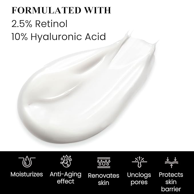 Advanced Anti Aging Retinol Cream Twin Set for Women & Men - With Retinol, Hyaluronic Acid & Vitamin E - Anti Aging Treatment Reduces Wrinkles & Fine Lines - Gentle Day and Night Serum, 1.7 Fl Oz