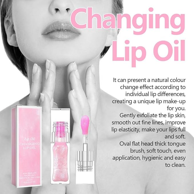 Magic Glitter Color Changing Lip Oil,Moisturizing Lip CareNon-Sticky