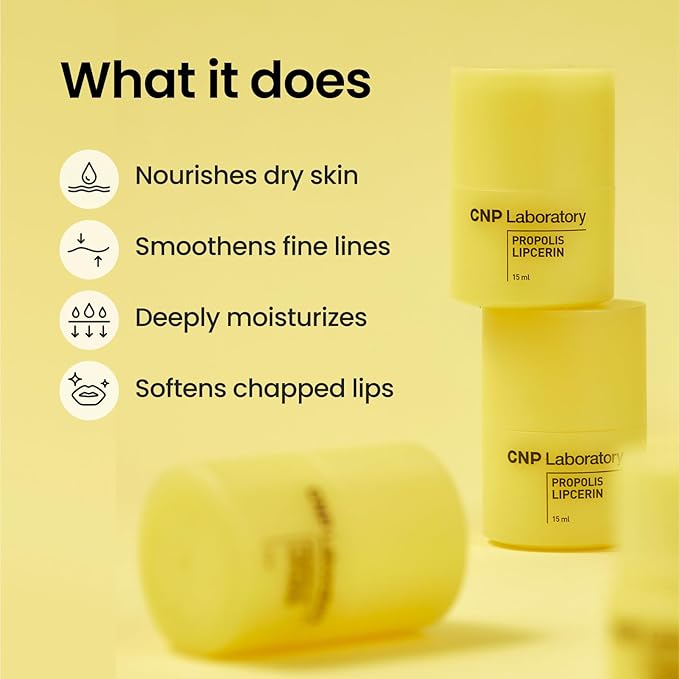 CNP Honey Lip Butter - Propolis Lipcerin™ 01 Original, Hydrating Overnight Manuka Lip Balm & Mask, 12hr Long-Lasting Moisture, Korean Skin Care, 0.5 fl.oz.