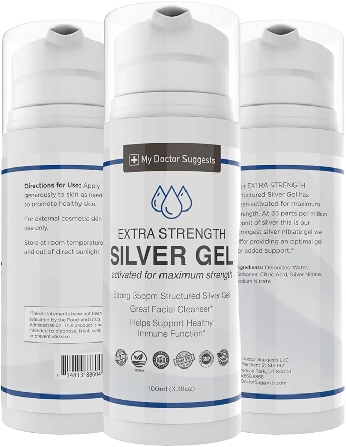 Colloidal Silver Gel Extra Strength - 35ppm Activated Colloidal Silver Gel for Maximum Potency - Made in USA - Structured Formula in a Convenient 4 Pack