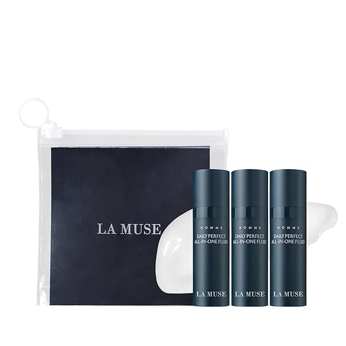 LA MUSE Homme Daily All-in-One Moisturizer for Men(Travel Set) | Reduces Fine Lines with Niacinamide | Hydrating Men's Facial Lotion | Lightweight, Non-Greasy After-Shave Lotion for Sensitive Skin