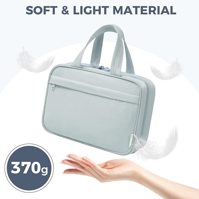 Toiletry Bag For women,Portable Hanging Organizer,4 Leakproof Compartment for full-sized Conditioner, Brushes Set, Makeup Accessories,Visible and easy to access.M-blue