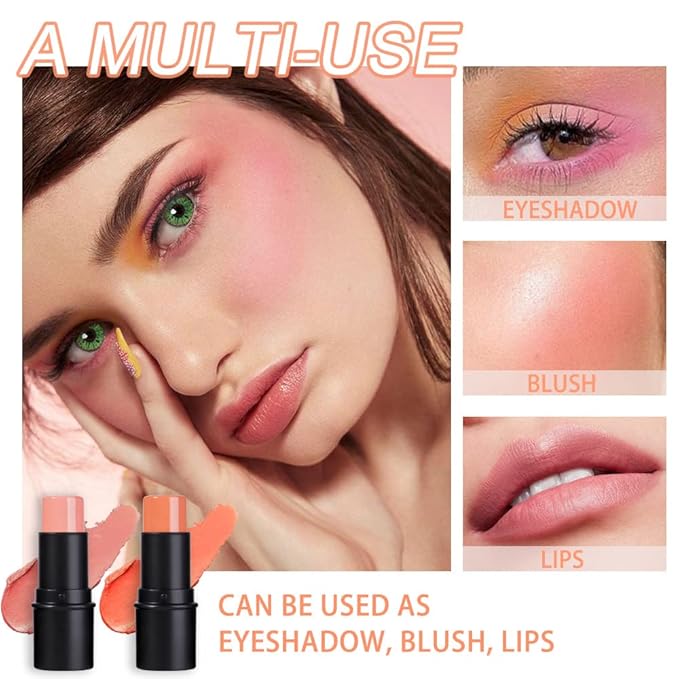 evpct 2Pcs Shimmer Orange Cream Blush Stick for