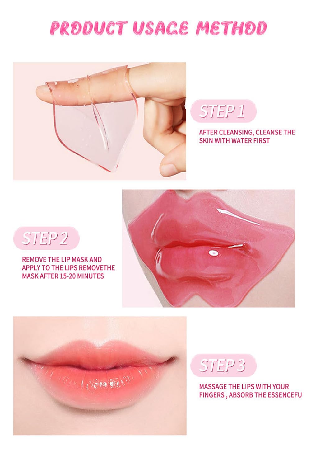 Blopuivo 60 Pairs Lip Masks with Eye Mask, 24K Collagen Under Eye Patches for Dark Circles and Puffy Eyes, Reduce Lip Wrinkles, Anti Chapped & Remove Lip Dead Skin, Nourishes the Lip & Eye Skin