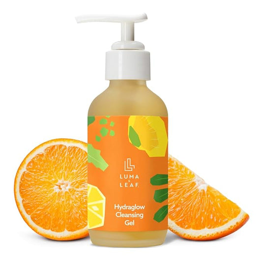 LUMA & LEAF Hydraglow Gel Face Cleanser - 3.8 fl oz Brightening Daily Cleanser Face Wash with Botanical Fruit Enzyme Blend and Hyaluronic Acid Hydration – For all Skin Types