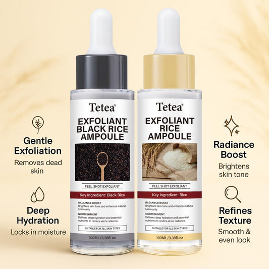Peel Shot Glow Rice Ampoule Duo – 2 PCS White & Black Rice Facial Serum | Lightweight Hydrating Formula for All Skin | 3.38 Fl Oz Each