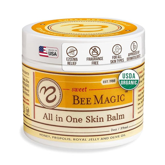 Sweet Bee Naturals - Sweet Bee Magic, All In One Healing Organic Balm. Organic Skin Aid, Small Batch Crafted in USA, Certified Organic, All Natural Skin Aid- 2 Ounce Jar