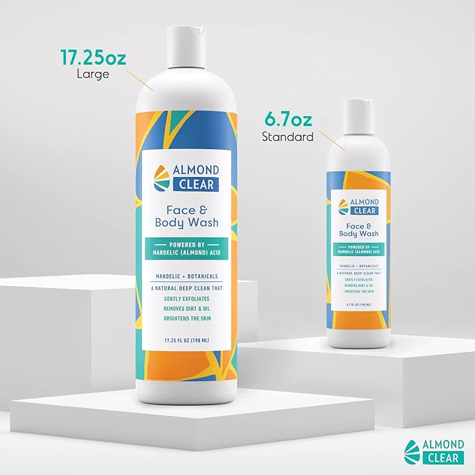 Face & Body Wash [6.7 Fl Oz] Skin Care for Acne and Folliculitis-Prone Skin - Gentle Everyday Exfoliating Cleanser with Mandelic Acid and Botanicals