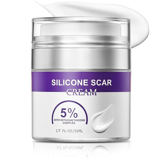 Advanced Scar Cream, Silicone Scar Gel for Old and New Scars, Scar Removal Cream for Surgical Scars, Stretch Marks, C-Section, Keloids, Injury, Acne, and More 1.7 oz(50ml)