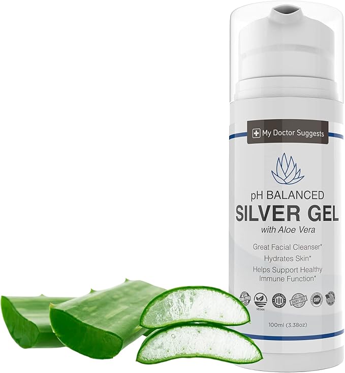 Colloidal Silver Gel, Burn and Wound Care with Aloe Vera - 30ppm pH Balanced Formula Helps Soothe Burns, Sores & Eczema - Structured Silver - Made in USA (3.38 oz)