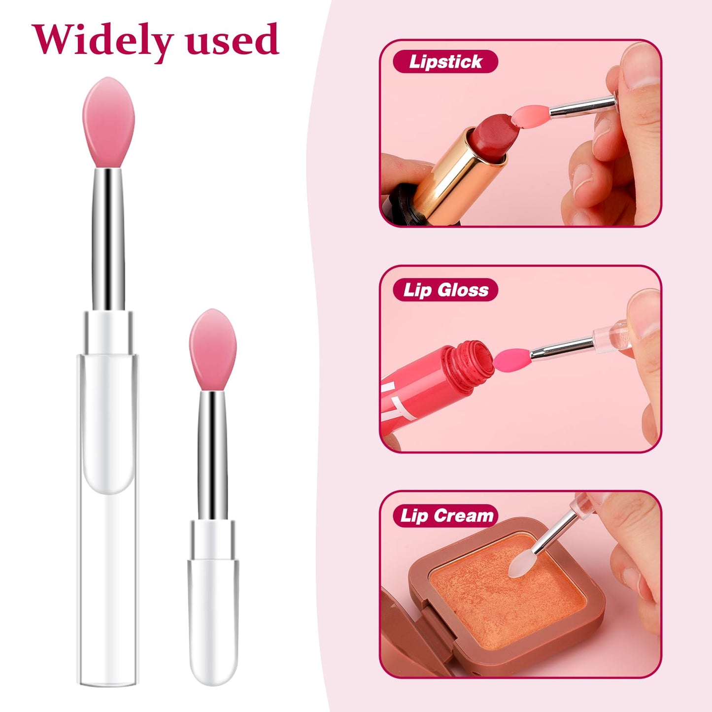10Pcs Lip Brush Silicone Lip Brushes Tool Lipstick Applicator Brushes with Caps for Makeup Beauty Brushes, Lip Mask Applicator,Eyeshadow Lip Brush for Applying Mask Oil, Lipstick Lip Gloss