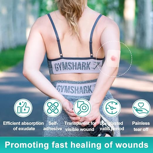 Dimora Hydrocolloid Wound Dressing, 10 Pack Ultra Thin 4" x 4" Large Patch Bandages with Self-Adhesive, Fast Healing for Bedsore, Burn, Blister, Acne Care, Sterile and Waterproof