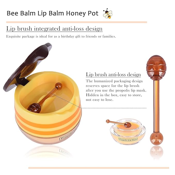 2PCS Bee Lip Balm Honey Pot,Honey