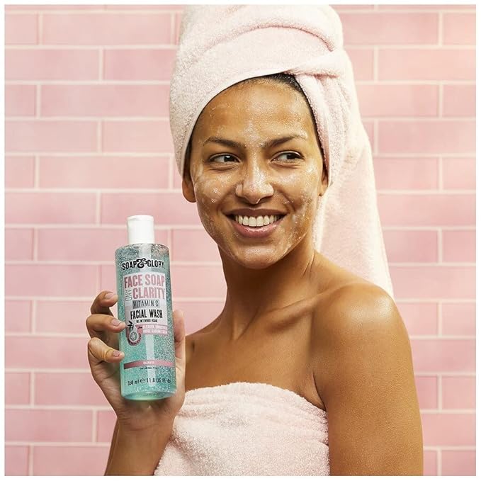 Soap & Glory Gentle Exfoliating Face Wash & Vitamin C Cleanser - 3-in-1 Exfoliator, Makeup Remover & Hydrating Facial Cleanser for Clean, Smooth & Radiant Skin for All Skin Types (350ml)
