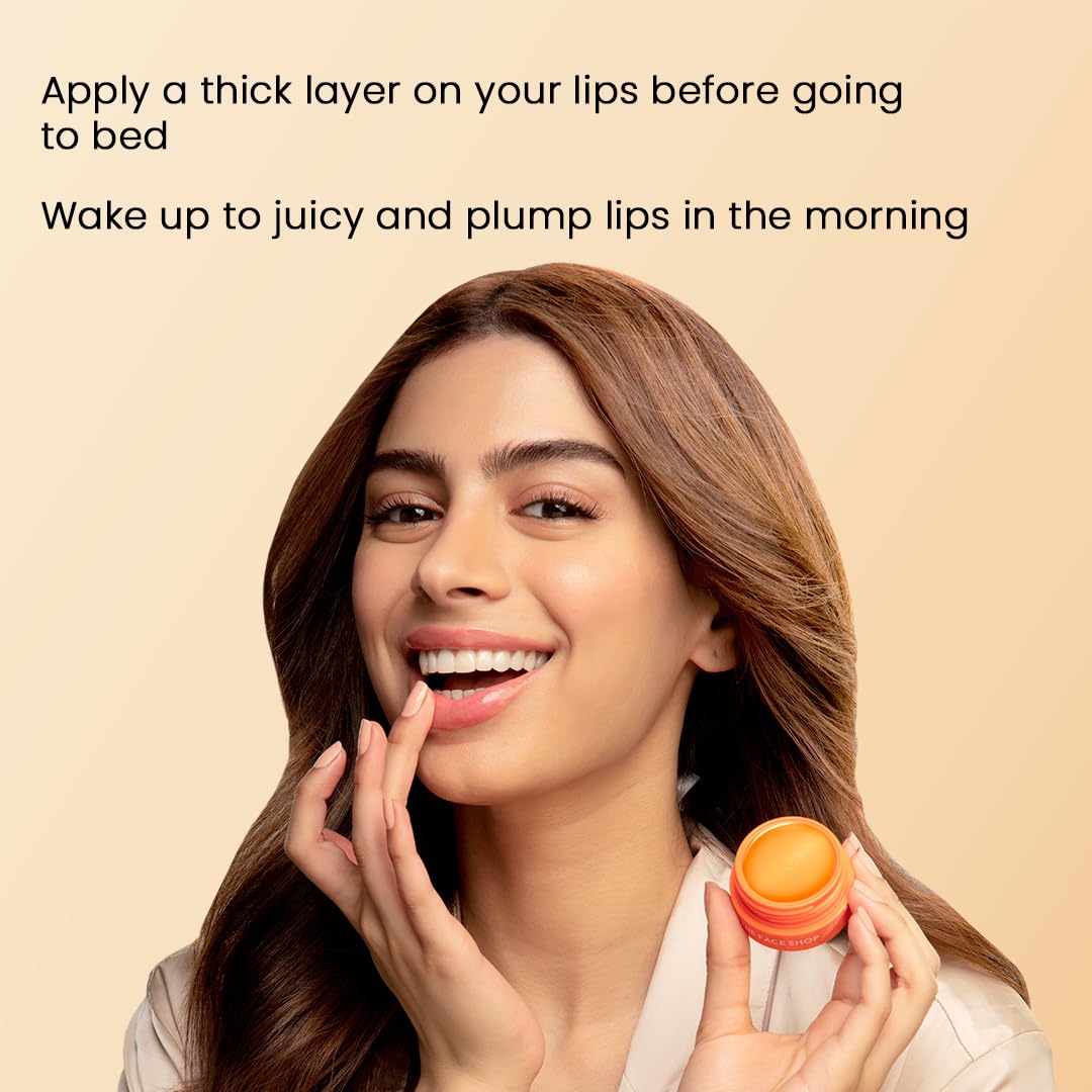 The Face Shop Vitamin C Lip Sleeping Mask - Smooths & Softens Dry Lips - Hydrating Lip Mask, Lip Balm, Lip Treatment, Lip Moisturizer - Overnight Lip Care for Lush Lips - Korean Skin Care