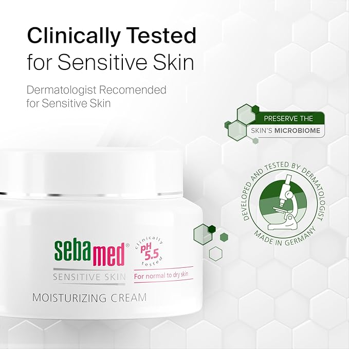 SEBAMED Moisturizing Face Cream for Sensitive Skin Antioxidant pH 5.5 Vitamin E Hypoallergenic 2.6 Fluid Ounces (75mL) Ultra Hydrating Dermatologist Recommended Moisturizer (Pack of 2)