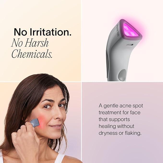 Solawave Bye Acne Spot Treatment | Blue & Red Light Therapy Device for Pimples & Zits | Face Wand Reduces Inflammation, Redness, & Appearance of Blemishes | 3-Min Sessions at Home for Clearer Skin