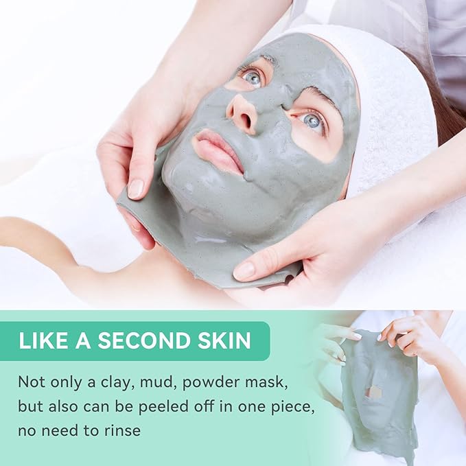 Tea Tree Peel-Off Jelly Face Mask Powder, Professional Spa-Quality Alginate Facial Mask for Deep Cleansing, Blackhead & Acne Removal, 8 Sachet, Made in France