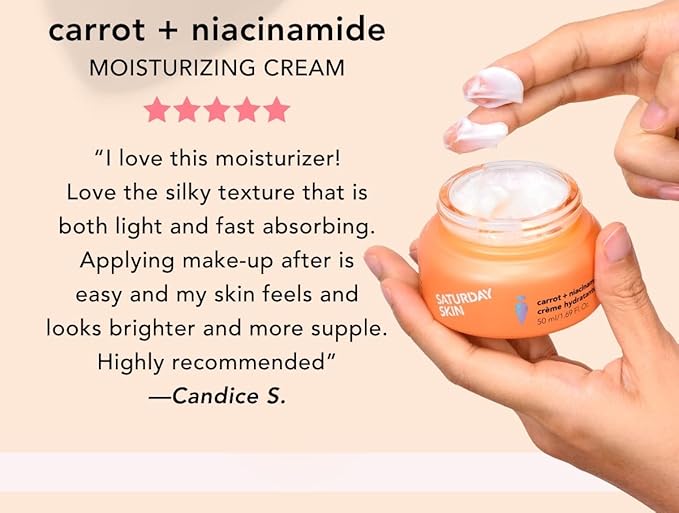 Saturday Skin Face Moisturizing Cream with Carrot, Niacinamide, Ceramides & Centella Asiatica, Peptide, Paraben-Free, Sulfates-Free, Fragrance-Free, Anti Wrinkle Facial Cream(1.61 Ounce)