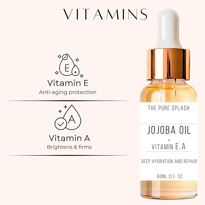 Jojoba Oil with Vitamins A and E – Deep Hydration & Repair | Lightweight, Non-Greasy Face and Body Oil | Antioxidant-Rich Skincare for Soft, Radiant Skin | 60ml