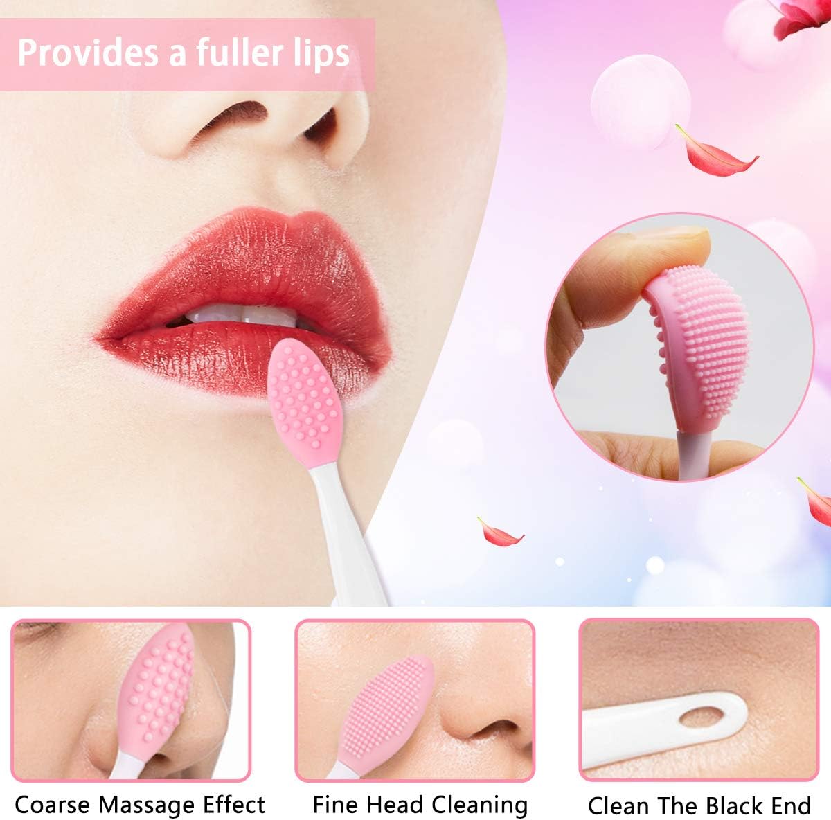 5PCS Silicone Scrubber Set, Lip & Face Cleansing Brush and 2PCS Exfoliating Face Brush for Men & Women