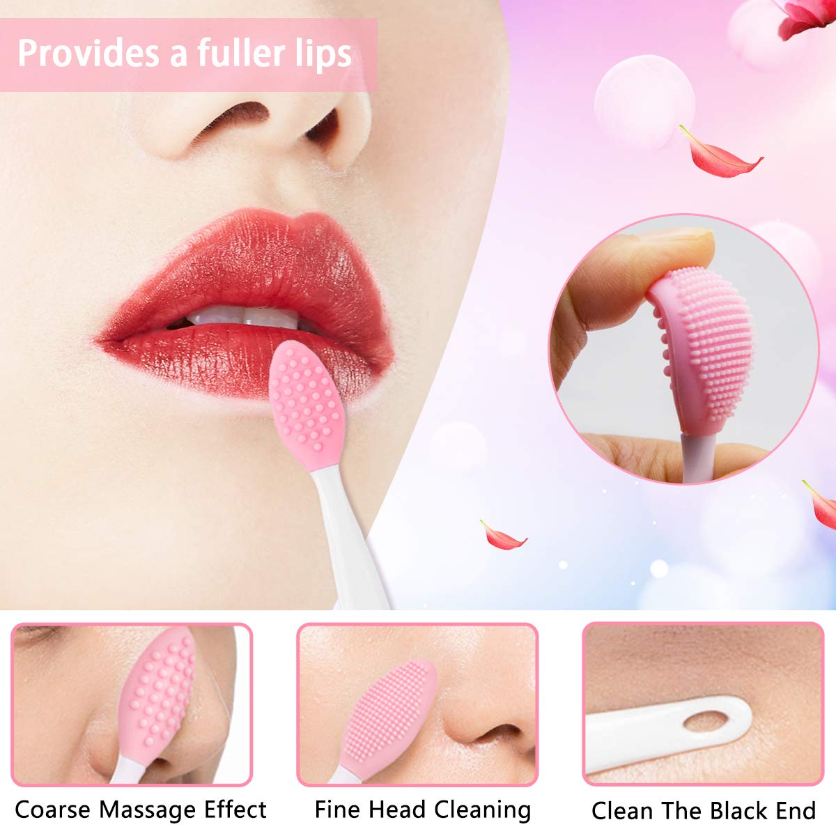 5PCS Silicone Scrubber Set, Lip & Face Cleansing Brush and 2PCS Exfoliating Face Brush for Men & Women