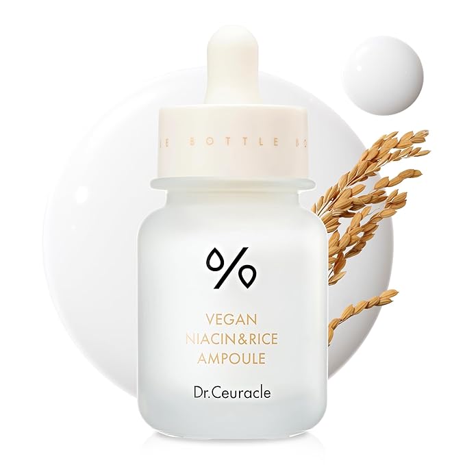 Dr.Ceuracle Vegan Niacin & Rice Ampoule - Dark Spot Discoloration Correcting Facial Treatment Serum with Soft and Silky Finish (30 ml / 1.01 fl. oz.)