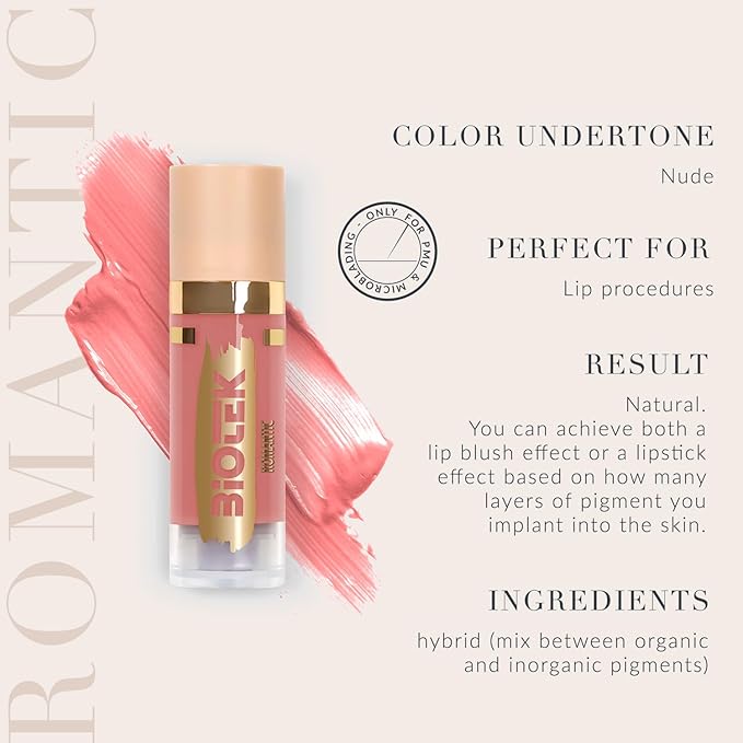 Biotek Lip Pigment for Permanent Makeup - Light Brown Color for Lip - Made in Italy - Romantic 0,61 fl.oz.