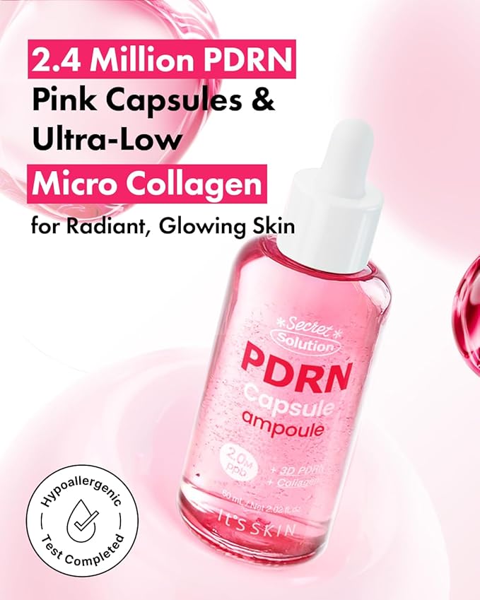 It'S SKIN Secret Solution PDRN Capsule Ampoule 2.02 fl oz, Hydrating & Firming Serum with Triple PDRN & Low Molecular Collagen, Moisturizing and Strengthening for Skin, Korean Skincare
