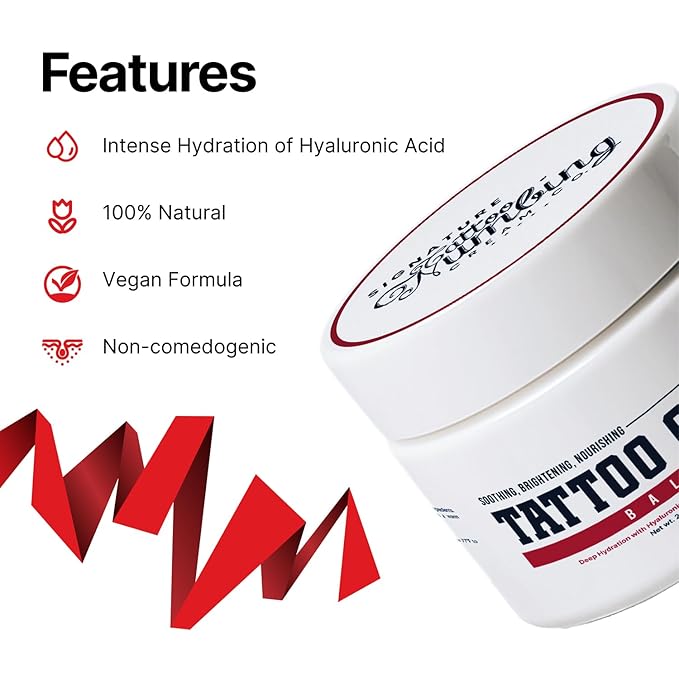 Tattoo Care Balm by Signature with Hyaluronic Acid- Deeply Soothing and Hydrating Tattoo Balm for lasting moisture Before & Aftercare - With Centella, Shea Butter & Warm Vanilla Scent - 7 oz / 200g