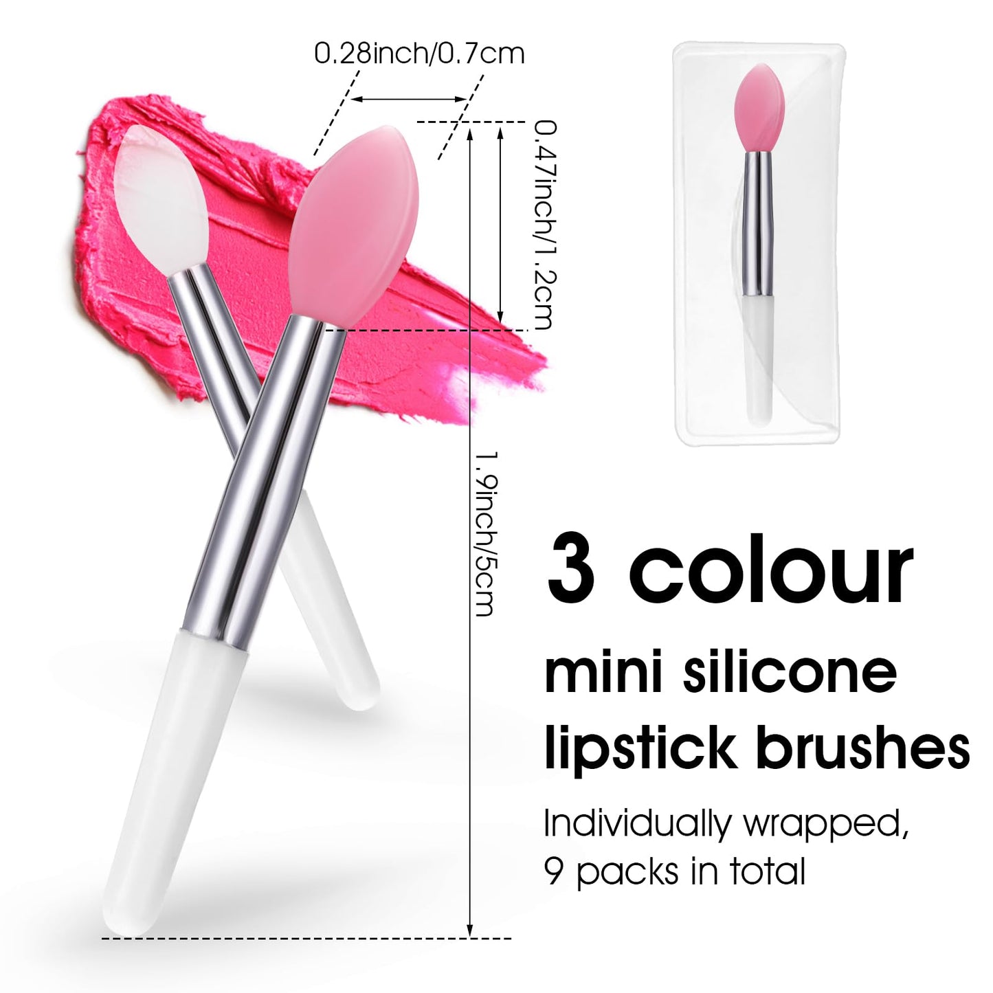 9PCS Reusable Lip Balm Applicator - Silicone Lipstick & Eyeshadow Brushes - Cream Lip Mask Beauty Tool Kit